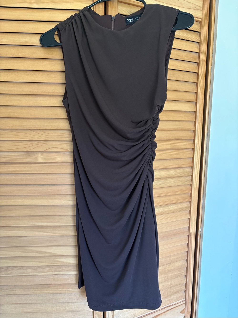 Zara Brown Ruched Mini-length Dress